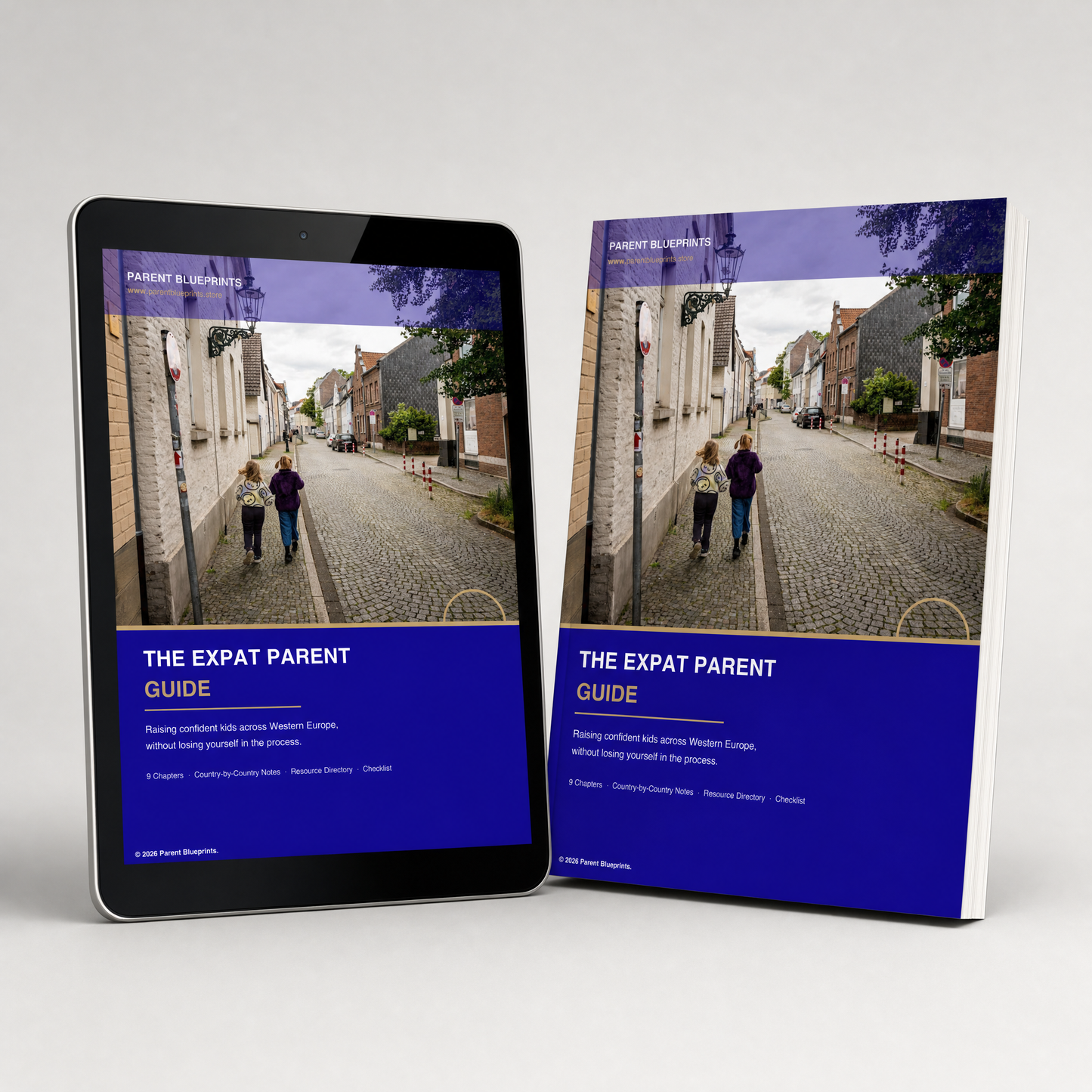 The Expat Parent Guide - tablet and booklet mockup